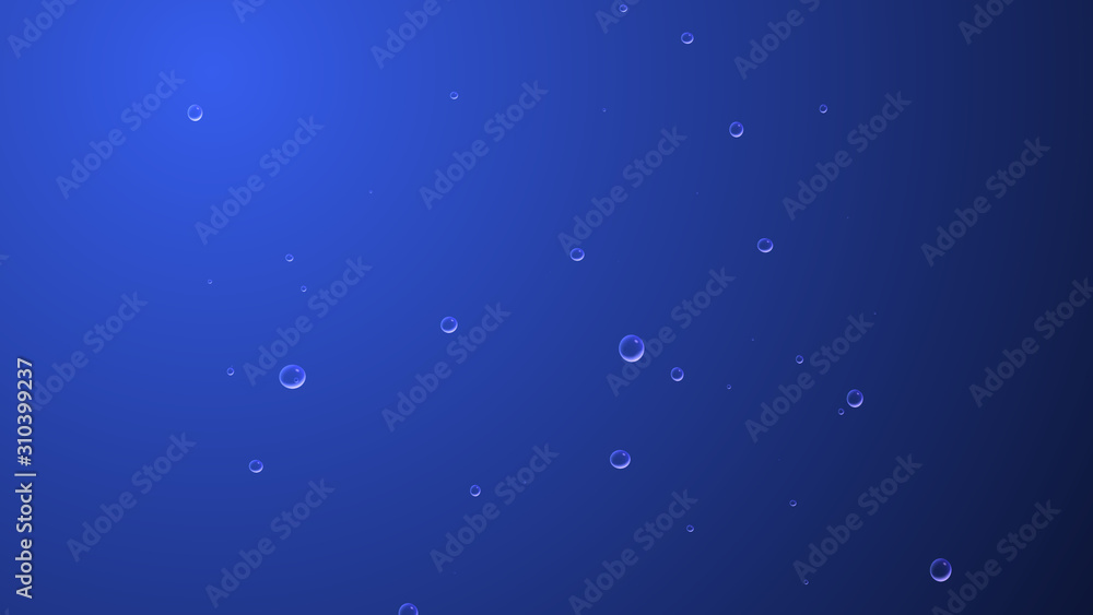 bubbles underwater in deep blue sea