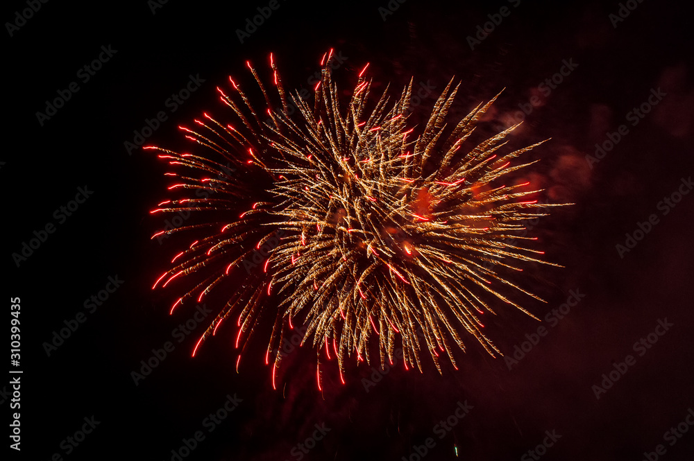 Fototapeta premium Festive fireworks against the night sky.
