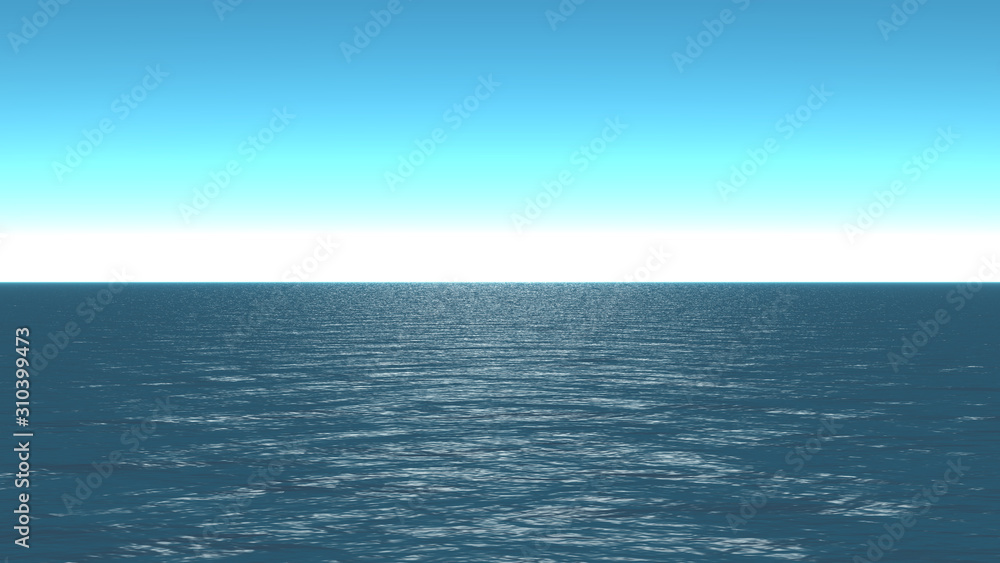 Obraz premium clear sea, blue sky horizon, 3d rendering