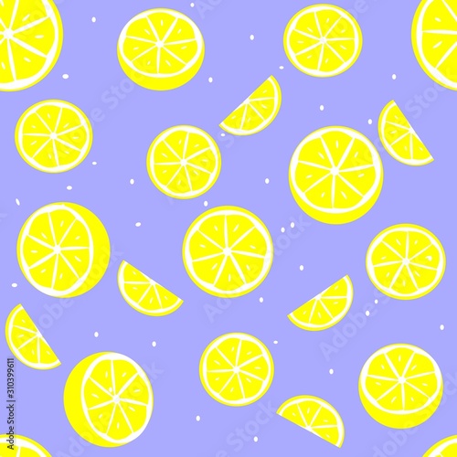 seamless pattern with lemons, blue and yellow colors vector