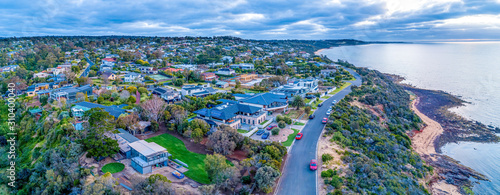 Aerial panorama of luxury residences at Mount Eliza, Victoria, Australia