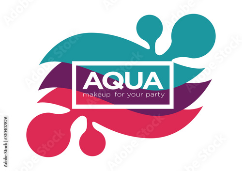 Aqua makeup cosmetic palette logo with abstract color patches