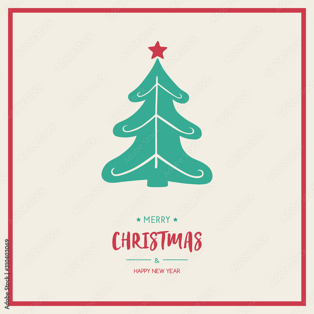 Christmas greeting card with abstract tree and text. Xmas decoration. Vector Christmas greeting card with abstract tree and text. Xmas decoration. Vector