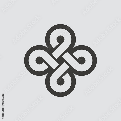 Bowen knot icon isolated of flat style. Vector illustration.