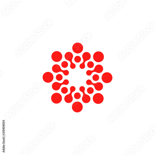 Modern vector logo of the circles. Round logo. Isolated minimalistic sign related to chemistry, physics, biology, medicine, pharmacology, tourism, leisure, sports, relaxation and more. Abstract symbol