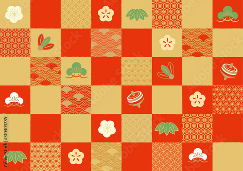 チェック和柄パターン