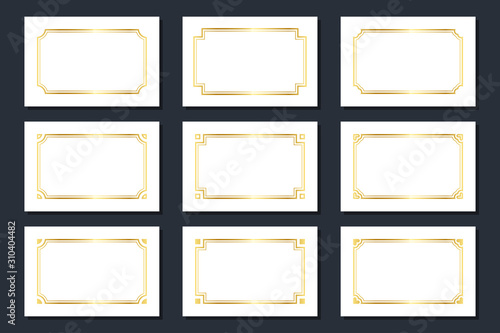 Gold Decorative Borders and Frames. Flat Vector Art Design Template Element