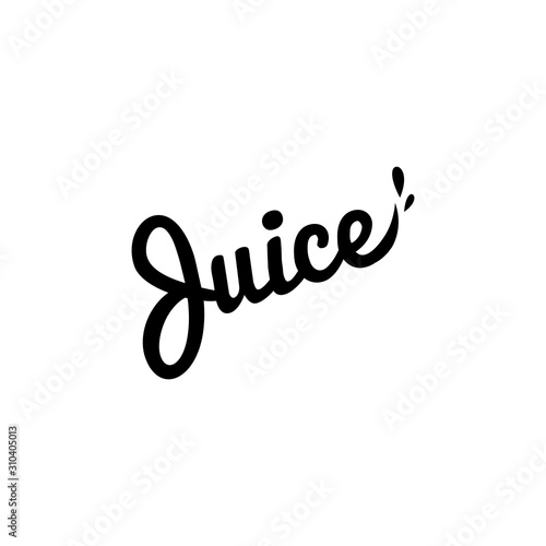 Isolated vector logo. Fresh juice drop lettering. Eco drink logo. Organic product logo. Simple flat text. Black writing logo.