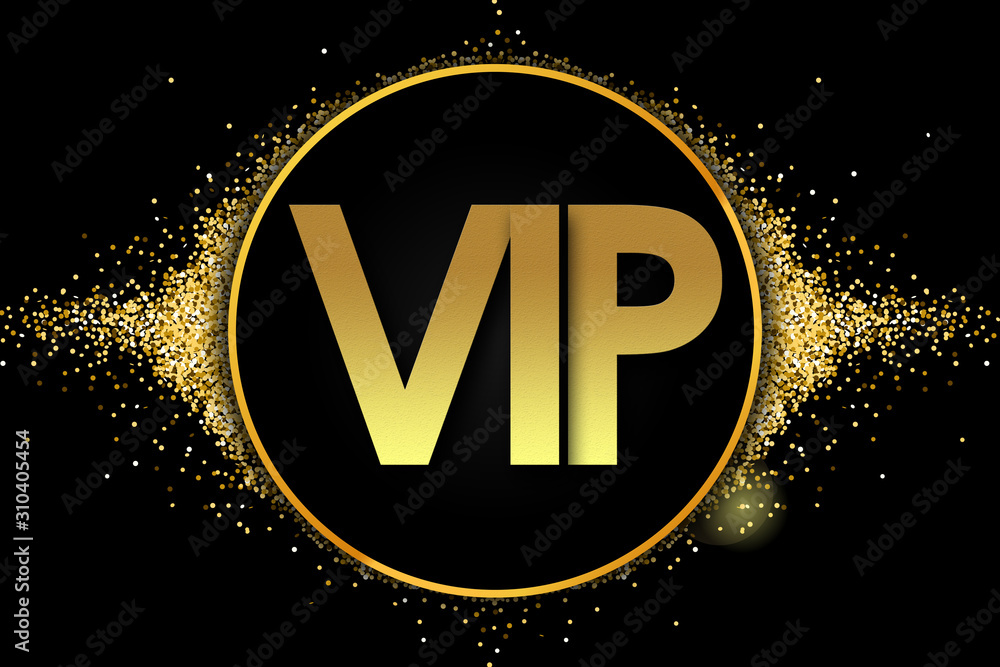 Plakat VIP w złotych gwiazdach i czarnym tle