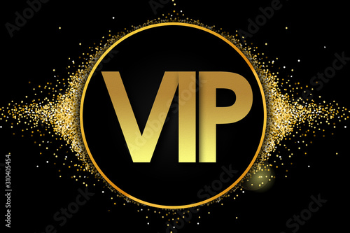 vip in golden circle stars and black background