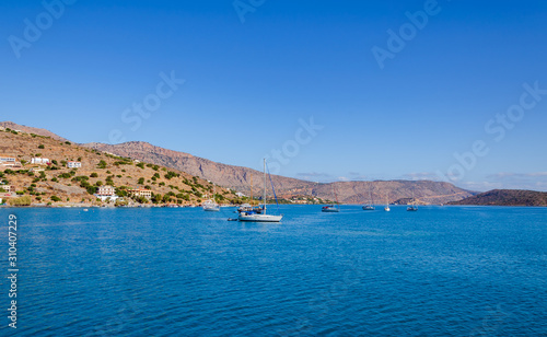 beautiful landscape on a warm sunny day by the sea, Crete