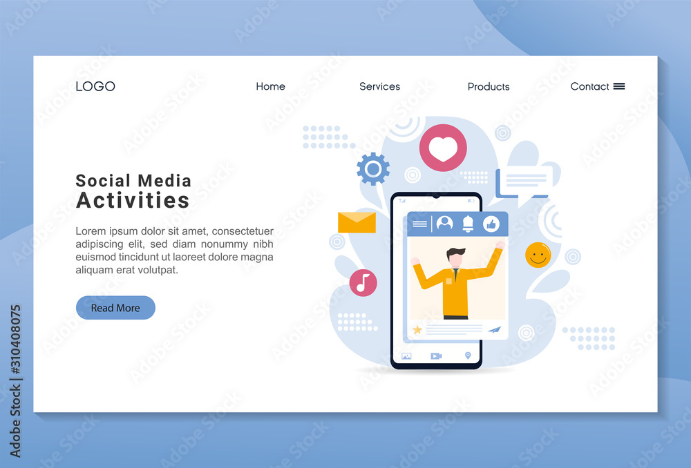 creative website template designs with character and smartphone. Vector illustration concepts for website and mobile website design and development, business apps, marketing and social media apps.