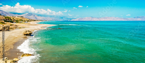 Fototapeta Naklejka Na Ścianę i Meble -  Paradise beach with turquoise water in  Crete, Greece - Travel destination in Europe