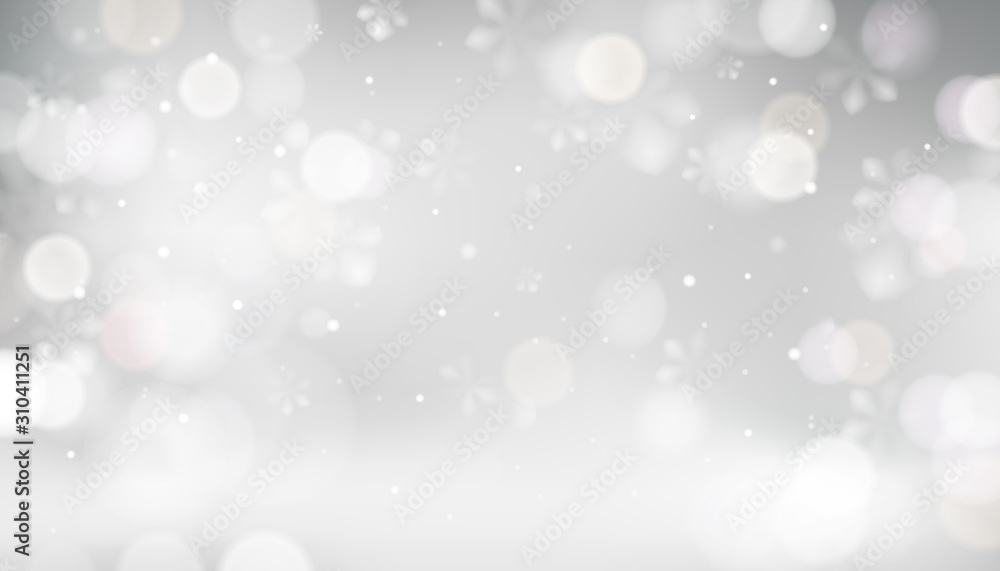 Winter white abstract background with snowflakes vector template