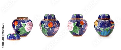 Old oriental vase isolated on white background