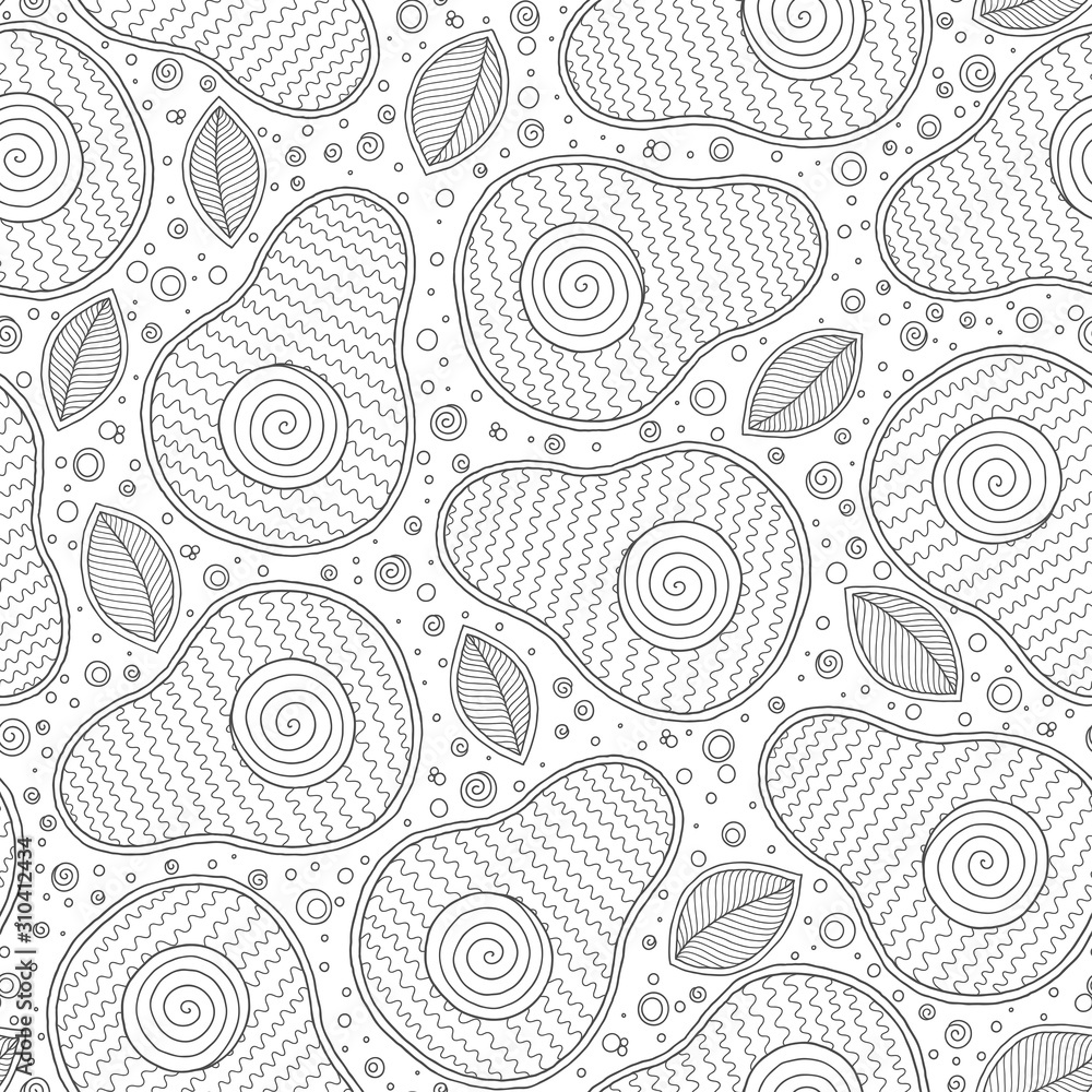 Line doodle art avocado seamless pattern. Line doodle art avocado seamless pattern.