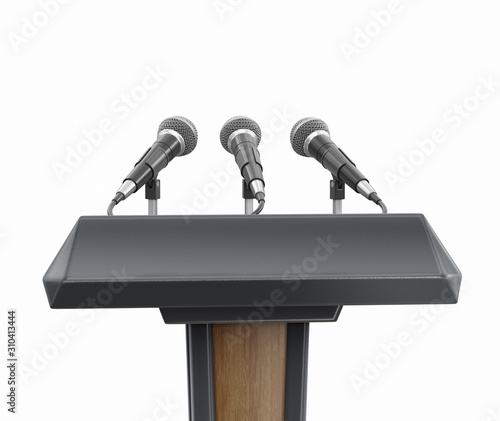 Podium lectern with microphones photo