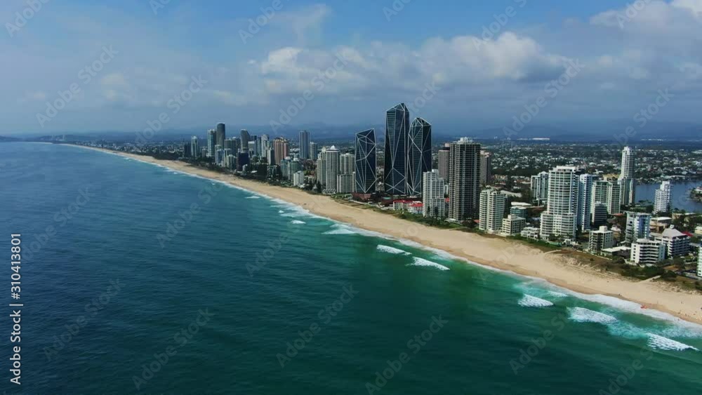 Looking south from Surfers Paradise on a beautiful morning, Stunning views of golden beaches and luxury apartments. Central view of the Jewel apartment project. Looking south from Surfers Paradise on a beautiful morning, Stunning views of golden beaches and luxury apartments. Central view of the Jewel apartment project.