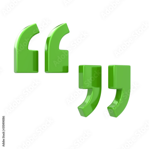 Green quote sign icon 3d illustration