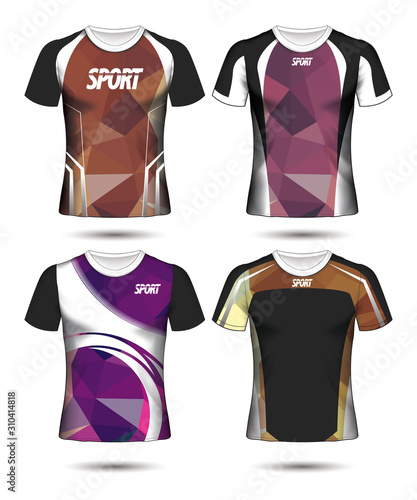 Set of Soccer sport t-shirt layout design poly template and polo shirt vector illustration