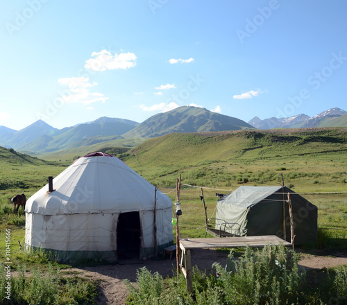 Yurt in Kyrgyzstan mountains. Central Asia