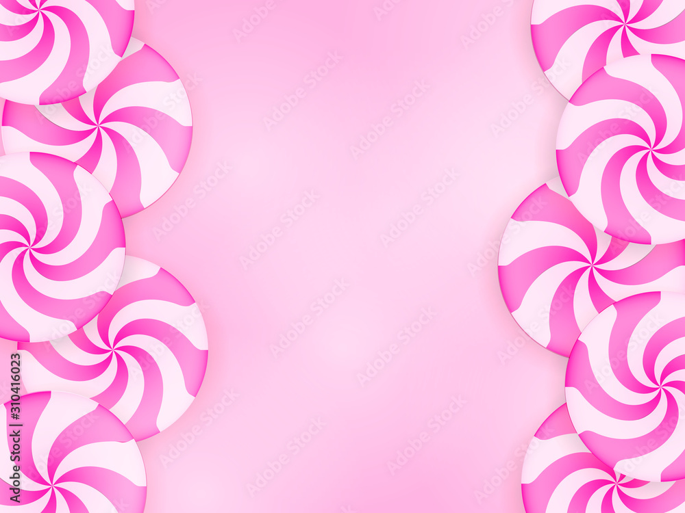 Pink sweet candies. Vector stock illustration for poster or card