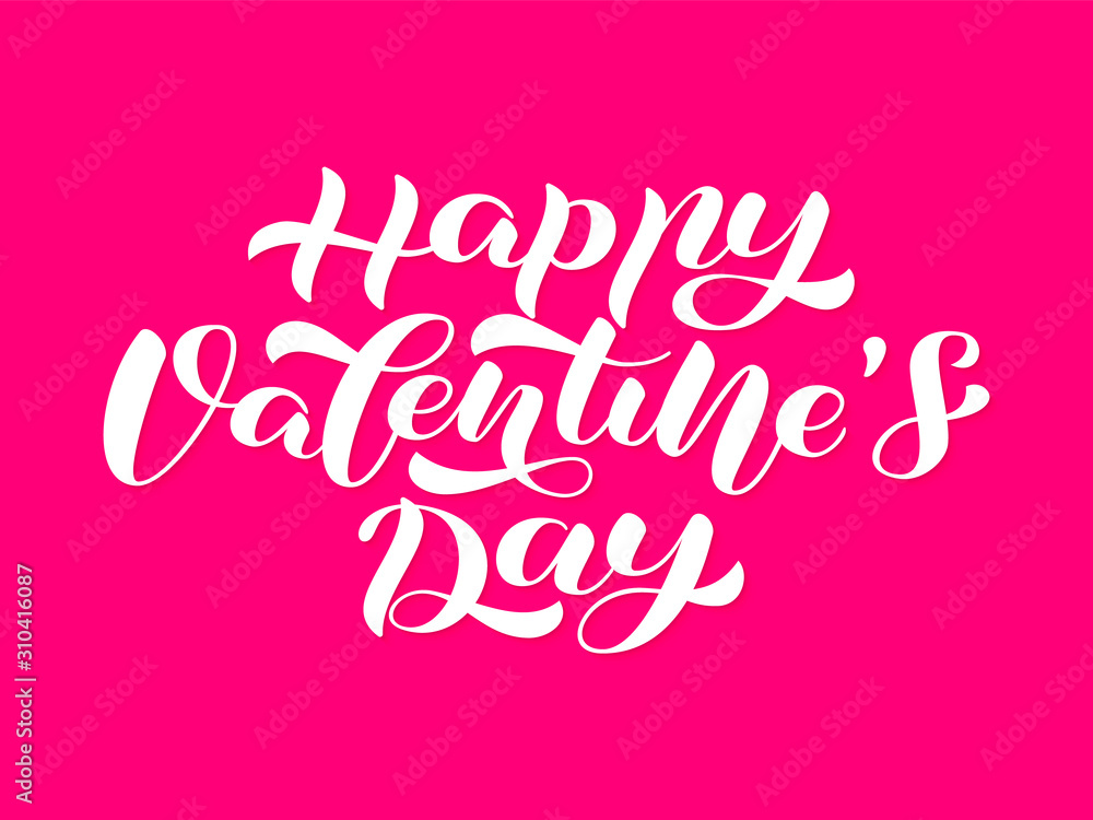 Happy Valentine's Day brush lettering. Vector stock  illustration for card or poster