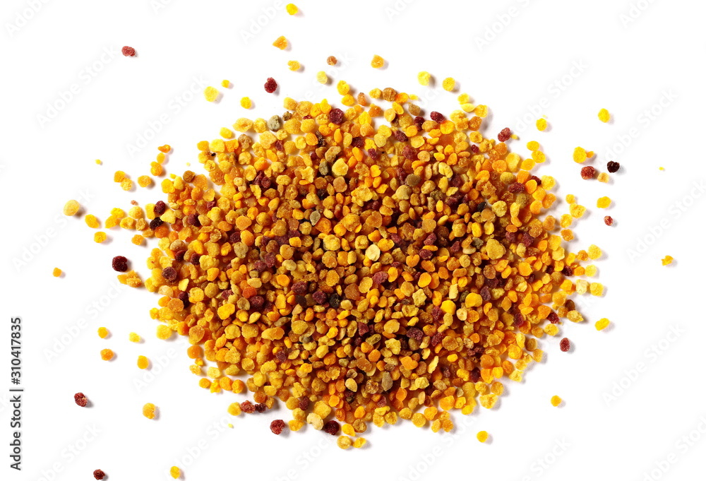 Pollen pile isolated on white background, top view Pollen pile isolated on white background, top view