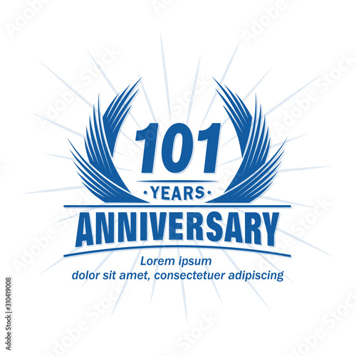 101 years logo design template. 101st anniversary vector and illustration.
