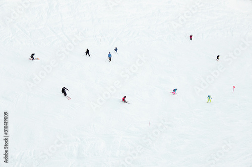 skiing, snowboarding and downhill skiing in the winter resort