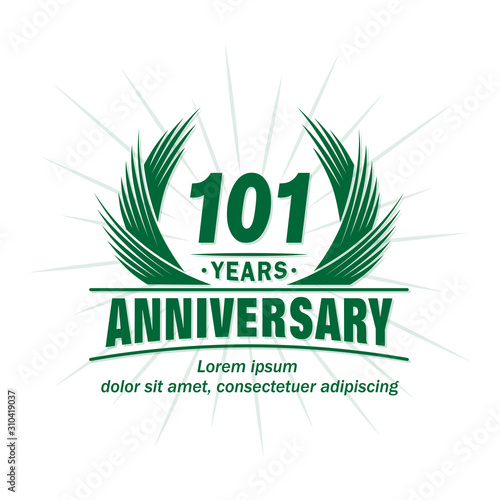 101 years logo design template. 101st anniversary vector and illustration.
