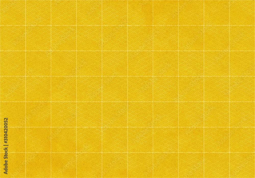 背景：青海波 市松模様 波 海 市松 伝統 和風 和柄 図案 壁紙 テクスチャー 金 屏風