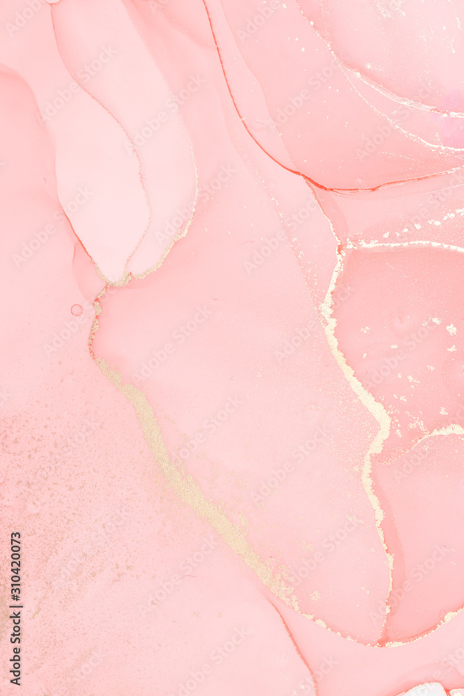 Fototapeta Alcohol ink colors translucent. Abstract multicolored marble texture background. Design wrapping paper, wallpaper. Mixing acrylic paints. Modern fluid art.