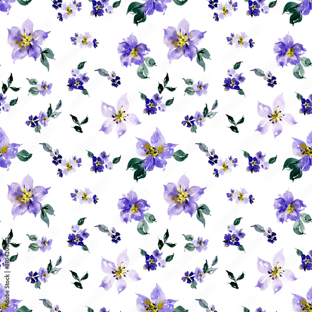 Fototapeta premium Watercolor seamless pattern with romantic pink and white roses. Loose watercolor flowers. S Ideal for textile, gift wrapping paper, apparel, home decor. Hand drawn background. Botanic Tile
