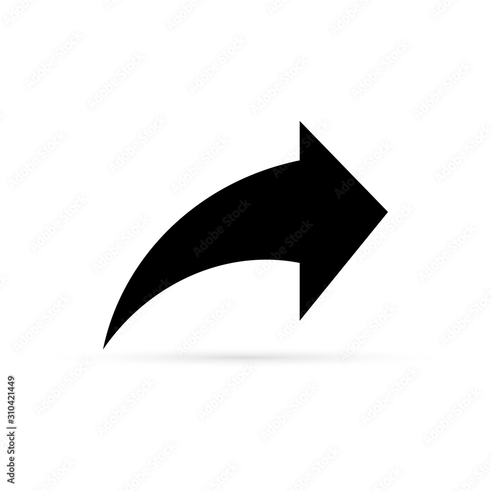 Arrow icon. Black symbol isolated on white. Circle arrow, Vector illustration