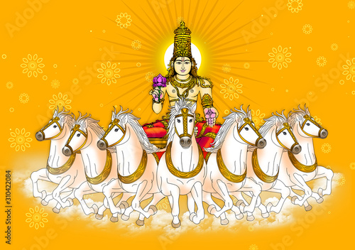 Resplendent Soorya Bhagwan or Sun God on his chariot  Resplendent Soorya Bhagwan or Sun God on his chariot   © Astro