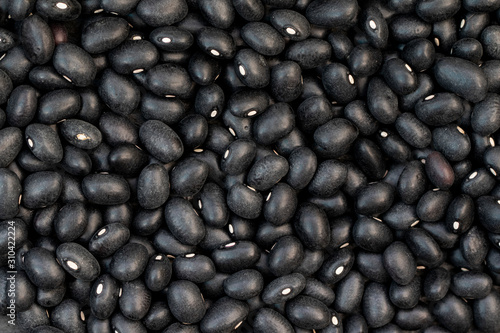 Close-up of black beans or Tolosa beans. Spain photo