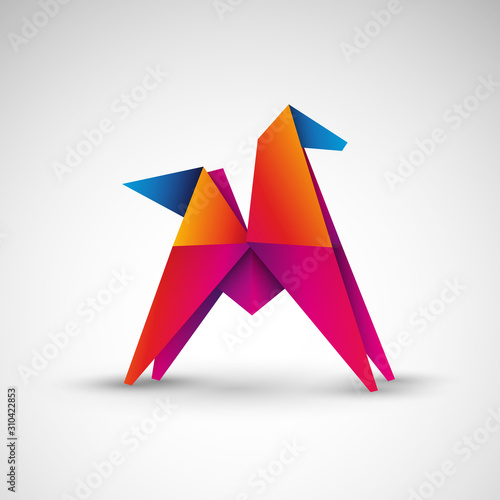 Pegaz origami logo wektor.