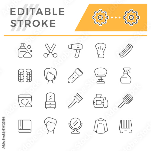 Set line icons of hairdressing