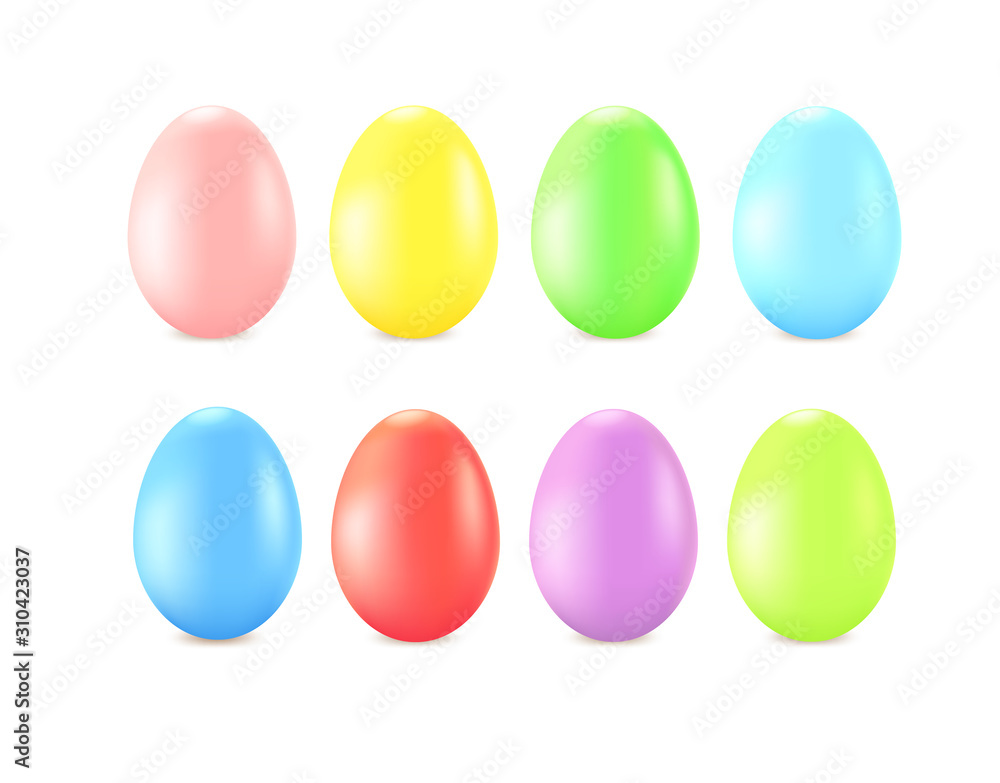 Set Easter colored eggs, holiday symbol, vector icon.