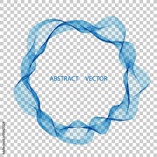Abstract circle of blue air waves on transparent background, design element.