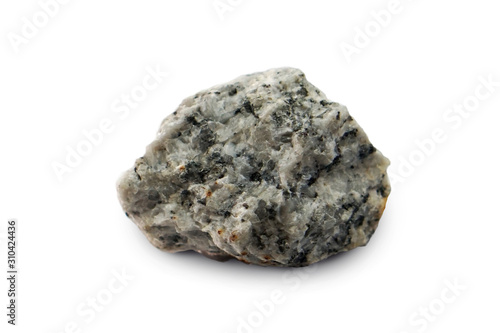 The granite pegmatite isolated on white background, A pegmatite is an igneous rock. There is noise and grain caused by the texture of the stone.  