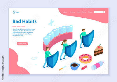 Concept of bad habits, web template