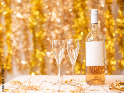 Happy new years background, Gold Bokeh