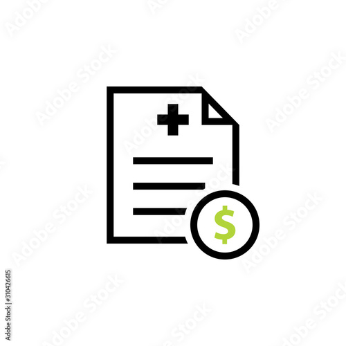 Medical cost black icon. Clipart image isolated on white background