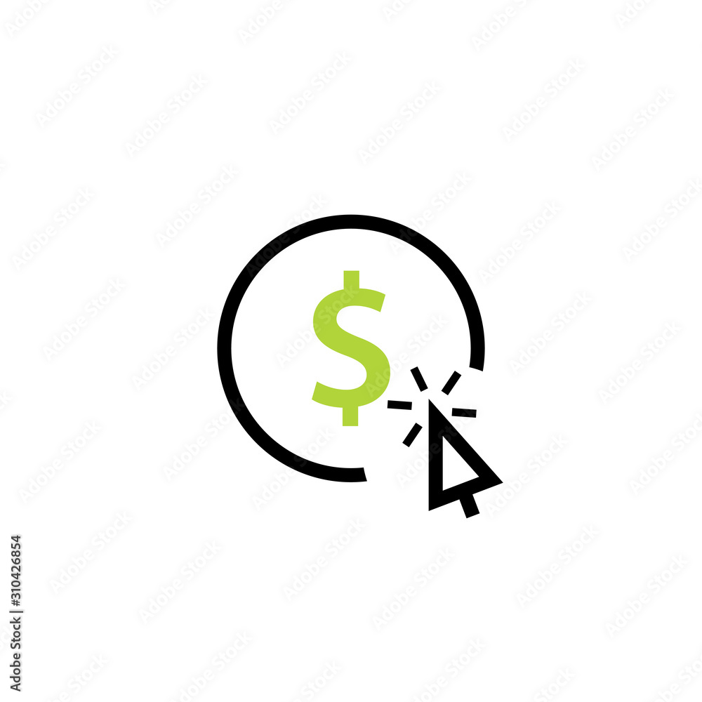 Cost per click icon. Clipart image isolated on white background Cost per click icon. Clipart image isolated on white background