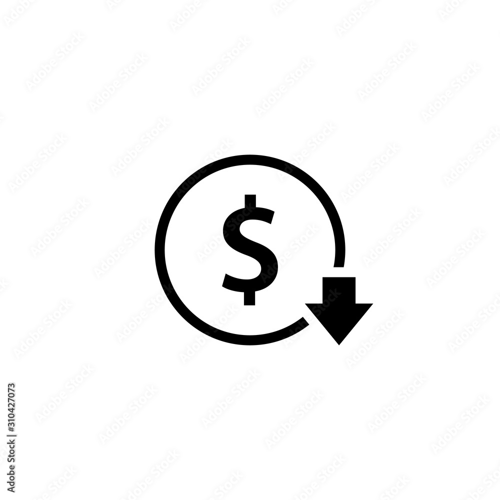 Cost reduction outline icon. Clipart image isolated on white background Cost reduction outline icon. Clipart image isolated on white background