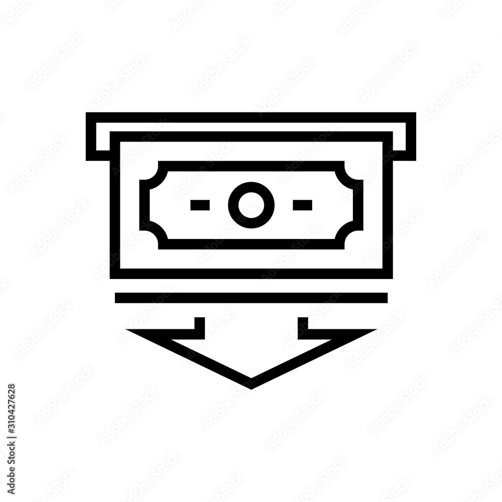 Cash from ATM icon simple flat outline illustration Cash from ATM icon simple flat outline illustration