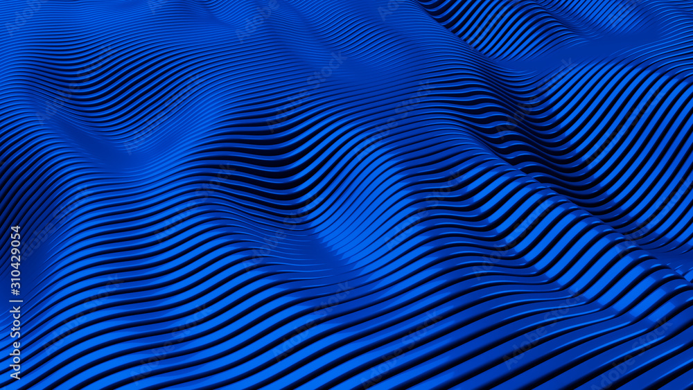 Naklejka premium Plastic stripe pattern background. Blue light. 3d illustration, render.