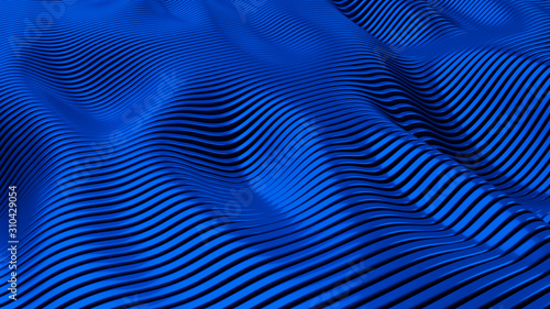 Plastic stripe pattern background. Blue light. 3d illustration, render.